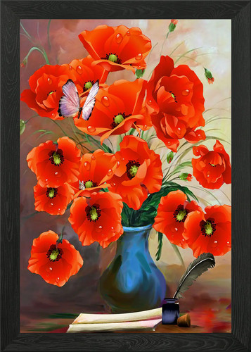 Klatschmohn poppy framed - poppy, wall